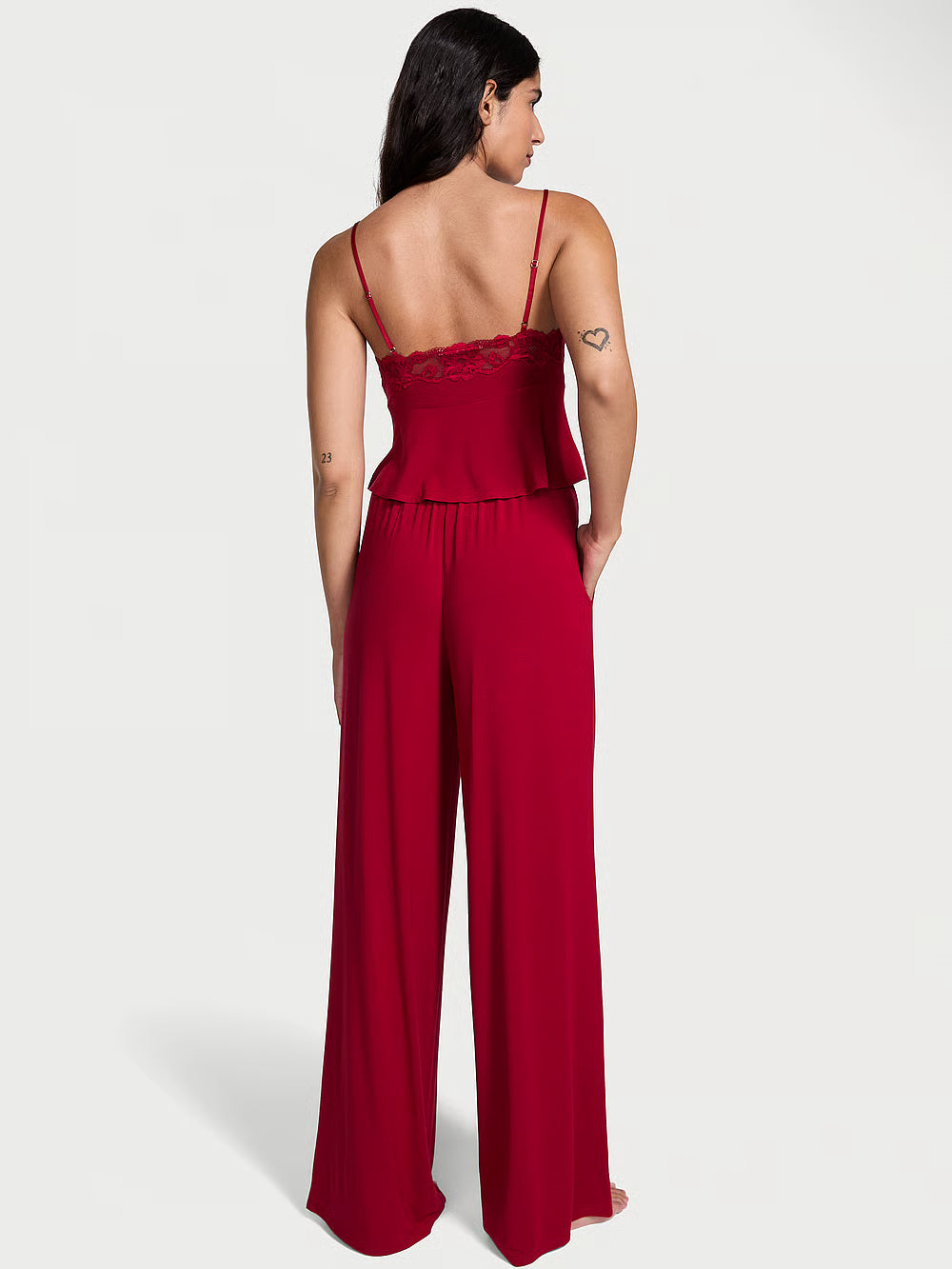 Ensemble pantalon ample et caraco bordé de dentelle en modal SoSoft™
